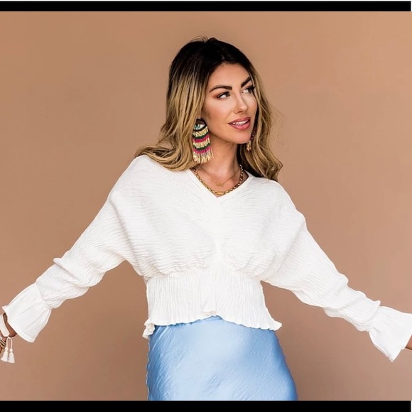 Dressed in LALA Tops - NWT White v-neck top